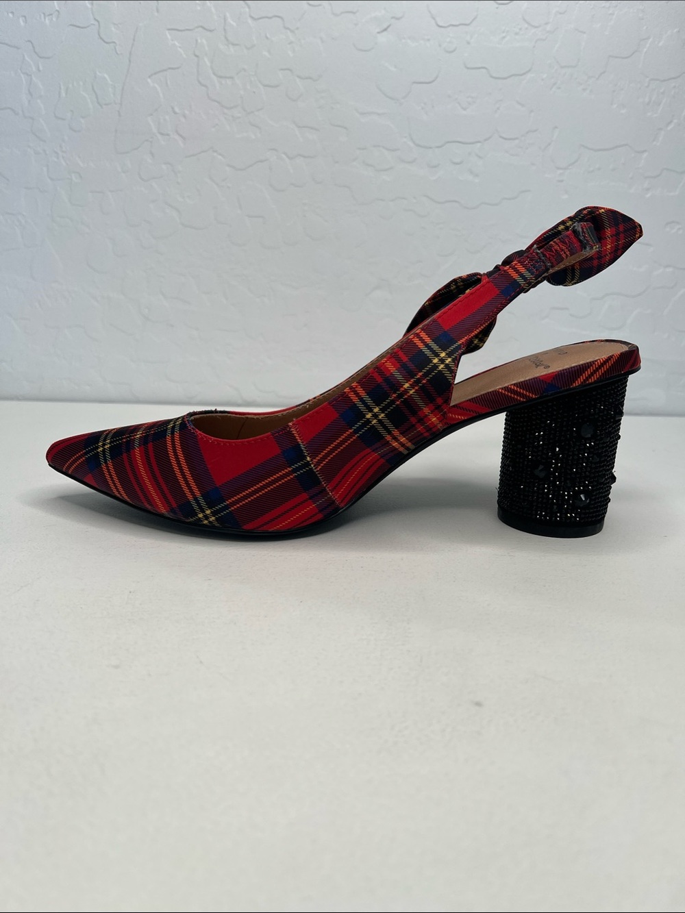 Torrid X Betsey Johnson Alley red plaid black cylinder sparkle heel 10W - Picture 3 of 13